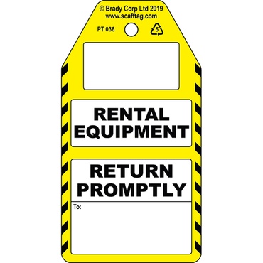 Rental Equipment tag